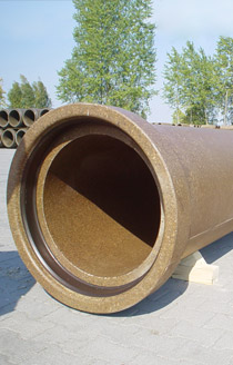 Pipes, system manholes, shaft structures and segments made of polymer concrete.